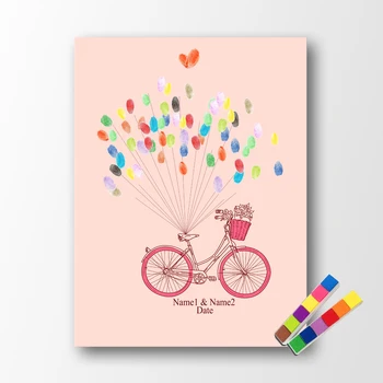 

Hot! Custom Wedding Decoration Party Decor Canvas Printing For Fingerprints Gift Guest Book Romantic Bike Birthday Bridal Shower