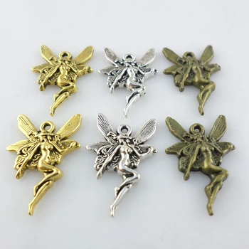 

40pcs Tibetan Gold/Silver/Bronze Angel Fairy Girl Charms Pendants 15x21mm Jewelry Findings