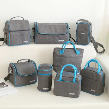 

Portable Thermal Lunch Bag Gray Picnic Bento Box For Kid Women Men' Insulated Food Storage Pouch Ice Cooler Case Accessories