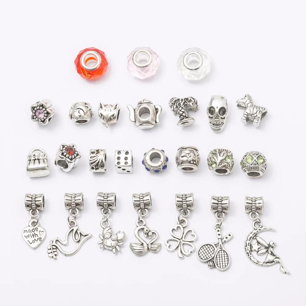 Mix 25pcs charm Tibetan silver Bead Charm big hole pendant fit Pandora bracelet DIY JS671 | Украшения и аксессуары