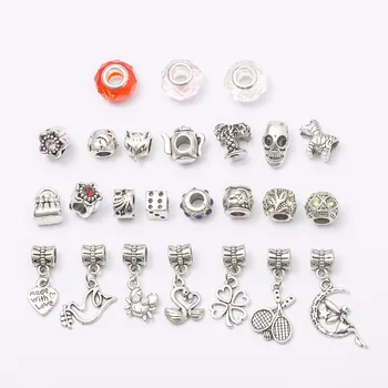 

Mix 25pcs charm Tibetan silver Bead Charm big hole pendant fit Pandora charm bracelet DIY pendant JS671