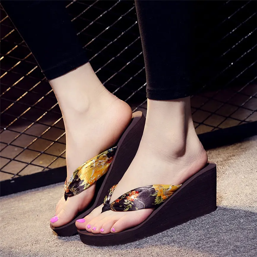 

Women Sandal Summer Beach Fashion Women Flip-Flops Slippers Wedge Beach Anti-Slip Bosmia Shoe Post Slipper For Girl