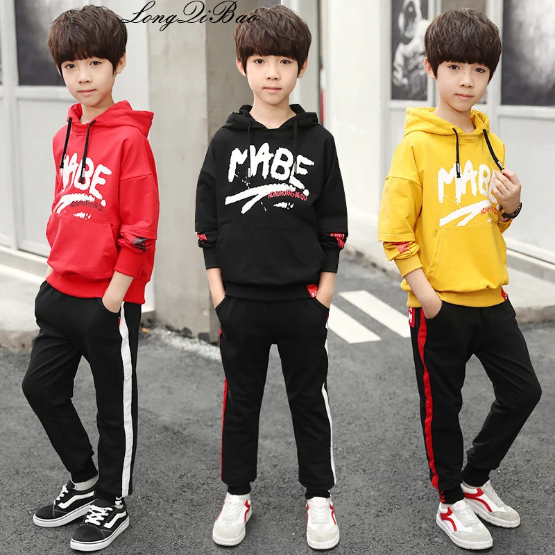 

2018 New Korean version of the children's suit boys autumn clothing big children's children's cotton printed letters two-piece c