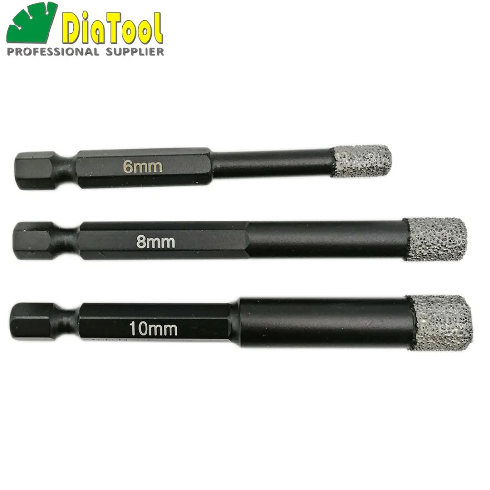 Koop DIATOOL 3PK (6 MM + 8 MM + 10 MM) Vaccum Gesoldeerde Diamond boren bits voor steen, porselein tegel, Metselwerk Droog boren, quick fit Schacht