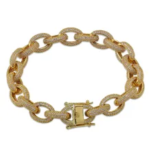 12 мм мужской браслет с подвесками, персонализированные браслеты с кубическим цирконием в стиле хип-хоп, золото/серебро/розовое золото, " 8" 9"