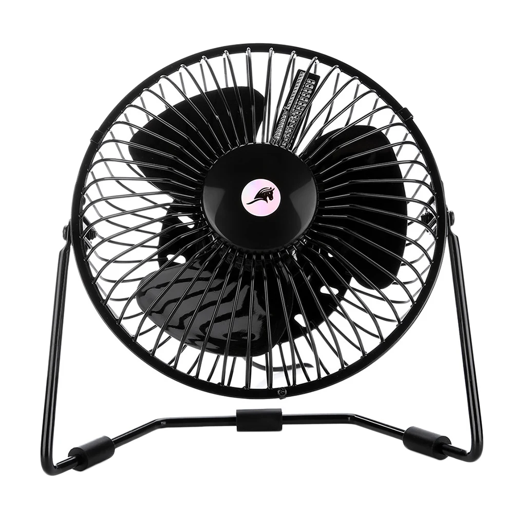 Small Desk Fan with Clock & Temperature Display, 6Inch Metal Frame USB