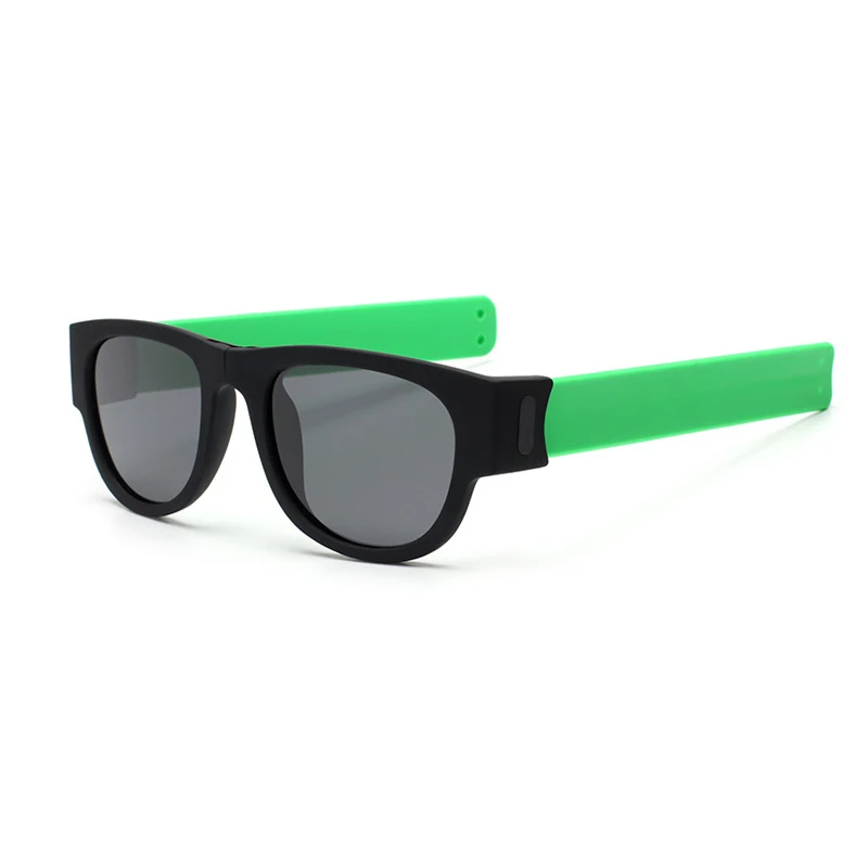 Мини Складные солнцезащитные очки для женщин и мужчин крутые трендовые уличные спортивные шлепки солнцезащитные очки UV400 Черный Браслет Oculos - Цвет линз: green