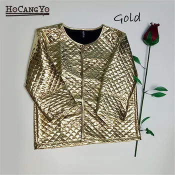 

HCYO Women's Blend Coat Short Gold Sequin Jacket 5 Colors O Neck Open Stitch Coats Women Outwear Fashion Short Jackets and Coats