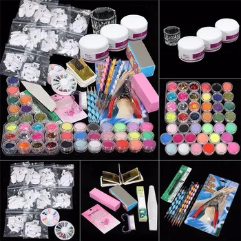 

ColorWomen 37 in 1 Professional Manicure Set Acrylic Glitter Powder French Nail Art Decor Tips Set 160927 Drop Shipping