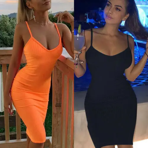 

Imcute Sexy Spaghetti Strap Midi Dress Sleeveless Backless Bodycon Bandage Black Blue Red Celebrity Women Party Dresses Clubwear