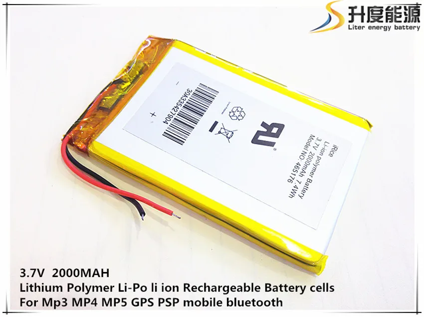 1 шт [SD] 3,7 V, 2000 mAH, [465176] полимер литий-ионный/литий-ионный аккумулятор для игрушки, POWER BANK, gps, mp3, mp4, мобильный телефон, динамик