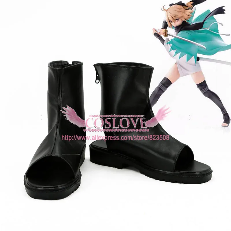 

FGO Fate Grand Order Saber Okita Souji Black Cosplay Shoes Boots CosplayLove For Halloween Christmas Party