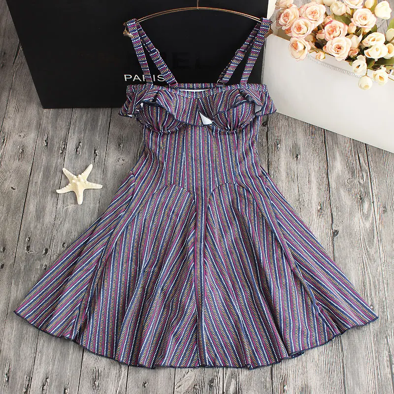 

Woman Striped Beach Swimsuit 2018 One-piece Swimsuit Dress Set Push Up Strappy Bathing Suit Swimwear