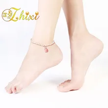 ZHIXI ювелирные изделия из жемчуга, пресноводные жемчужные браслеты на ногу, браслеты для девочек, белый округлый камень, бусины, модный подарок на день рождения NYJL100