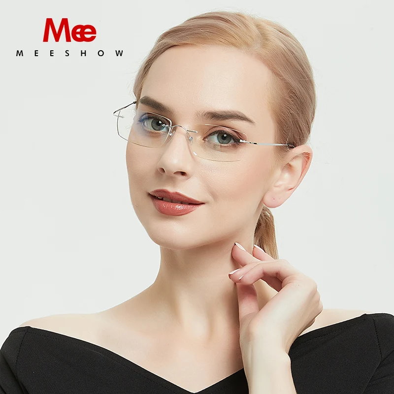 

Titanium glasses frame casual Rimless titanium round glasses men women eyeglasses screwless ultrlight Prescription Glasses 8505