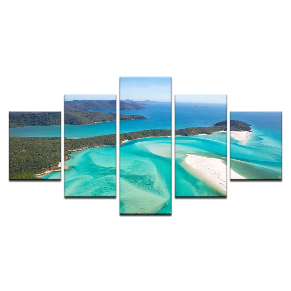 HD с 5 шт. холсте пляжных фотографий Whitsunday Island морской закат пляжные холсты для