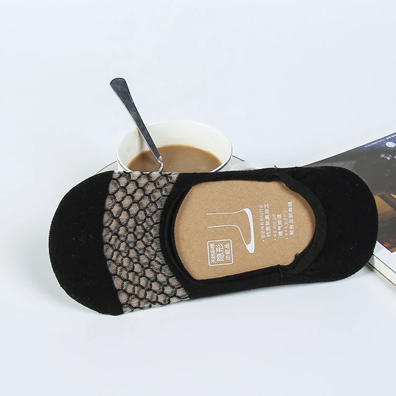 Летние низкие дышащие хлопковые носки-тапочки Твердые цветной силикон Нескользящие сетчатые носки для женщин 23-25 см один размер носки