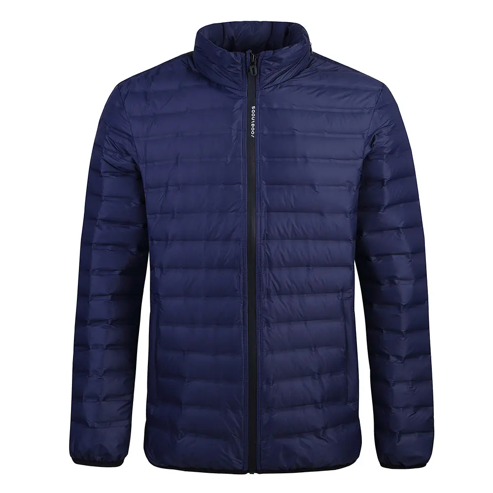 SAIQI мужской легкий пуховик осень зима ультра тонкий с капюшоном пальто 2575050922 - Цвет: deep blue