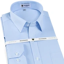 Мужская Стандартная рубашка без морщин, однотонная саржевая рубашка с нагрудным карманом, Высококачественная официальная мужская деловая Рабочая офисная рубашка