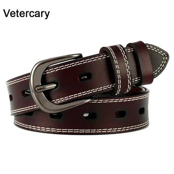 

Vintage Women's Belts HOT black Genuine Leather Straps Female Waistband cowhide skin brown belt student black pin buckle design