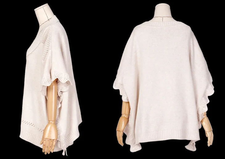 Artkas, Модный женский пуловер с рукавом летучая мышь, свитер, женский кашемировый вязанный свободный свитер-болеро, кружевной топ