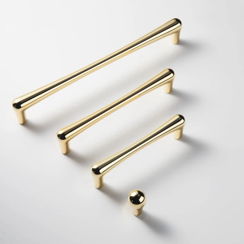 

Gold Kitchen Cabinet Knobs and Pulls Modern Polished Drawer Dresser Cupboard Furniture Handles-4Pack