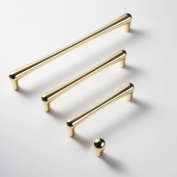 

Gold Kitchen Cabinet Knobs and Pulls Modern Polished Drawer Dresser Cupboard Furniture Handles-4Pack