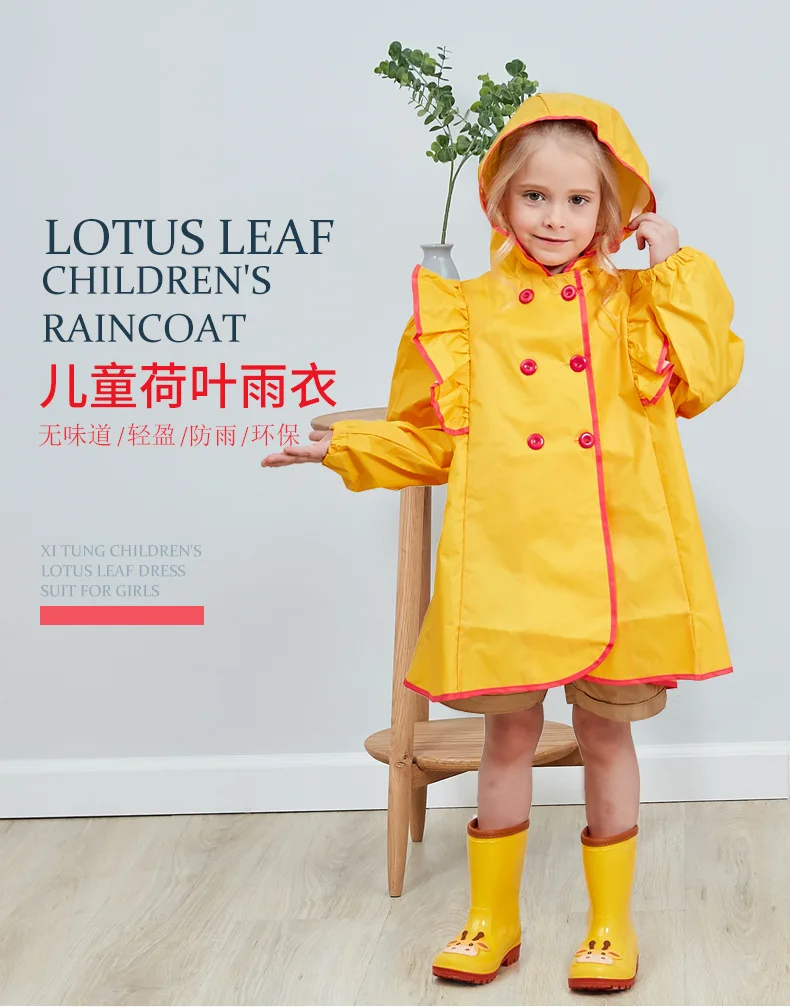 Новая детская одежда для дождливой погоды в Корейском стиле; цвет желтый, красный; пончо в горошек; одежда для дождливой погоды; детская водонепроницаемая одежда для девочек