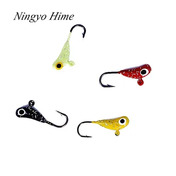 

Ningyo Hime Fishing Lures Banana Shaped 4 Pcs Mini Lead Fish Jigging Hooks Lure Ice Fishing Bait1.6g 13mm Winter Fishing Hook
