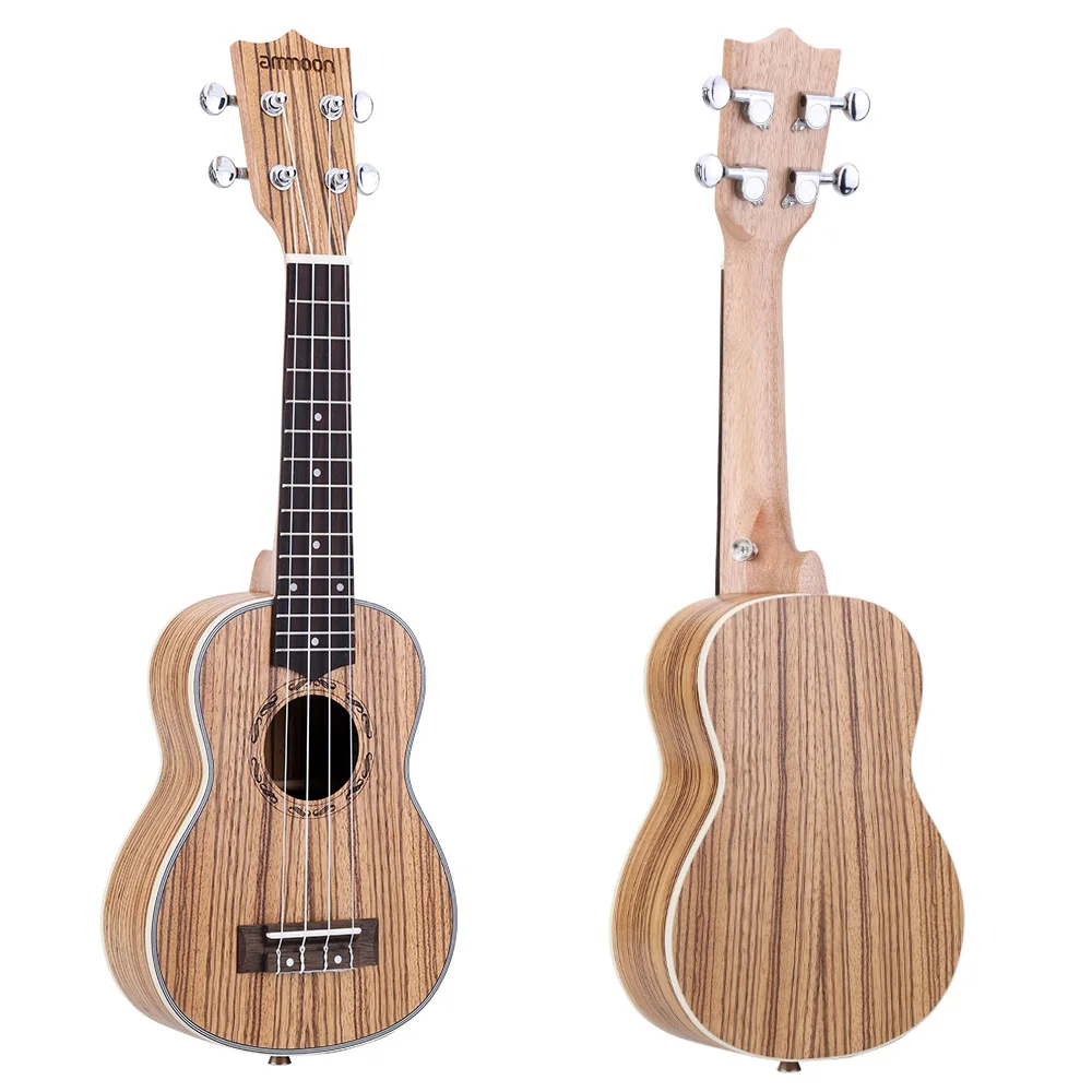 Ammoon 2" Гавайские гитары укулеле акустическая Ukelele Zebrawood 15 Лада 4 Строка Гавайские гитары укулеле 21" музыкальный струнный инструмент