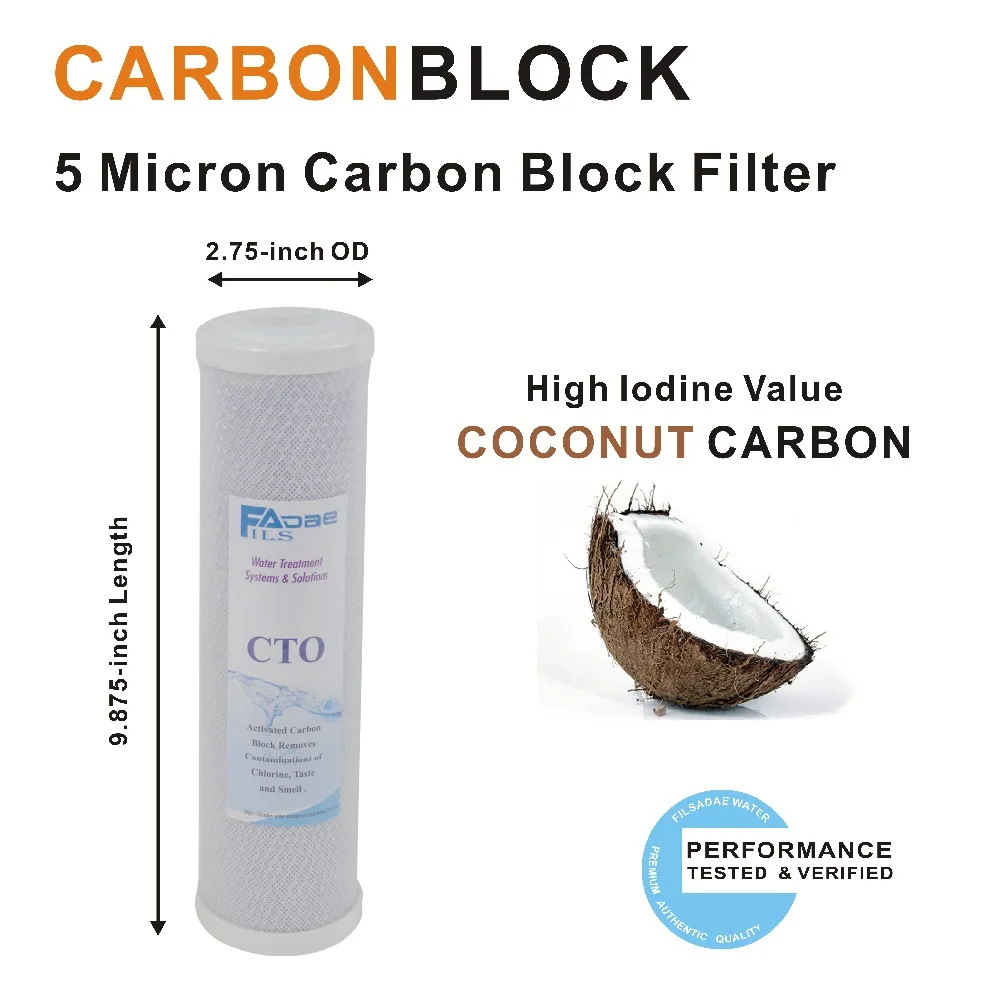 4 упаковки обратного осмоса(RO) сменные фильтры-1" x2-3/4" уголь из скорлупы кокоса блочный фильтр картридж 5 микрон