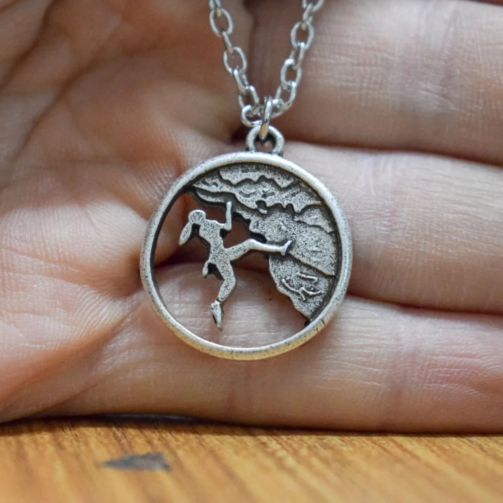 

Rock Climbing Gifts, Rock Climber Necklace Sports Gifts For girl Mountain Climbing Necklace, Guy Gifts