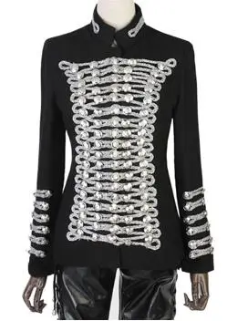 Women blazer fashion coats Military uniform court gold silk autumn and winter blazer ladies suits - Цвет: black sliver