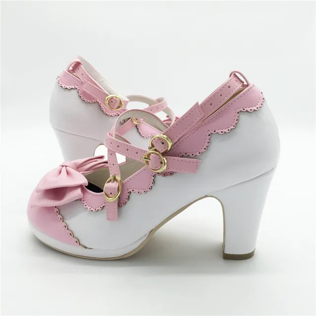 Lolita Girl Bowtie Cross Straps Shoes