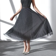 Брендовые юбки весна лето женские юбки Новые однотонные сетчатые плиссированные юбки модные двухслойные юбки для поездок OL юбки