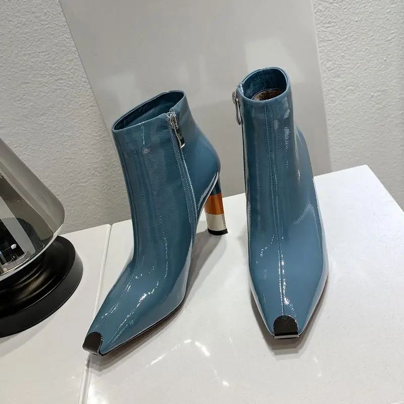 ALLBITEFO/Размеры: 36-43; пикантные женские ботинки на высоком каблуке; высококачественные женские ботильоны с металлическим носком; женская обувь на высоком каблуке; модные ботинки