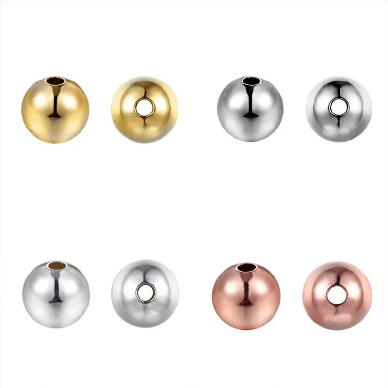 

50pcs Silver Rose Gold Brass Spacer Beads End Crimp Loose Beads for Charms Bracelets DIY Jewelry Making Pick Size 2/3/4/5/6mm