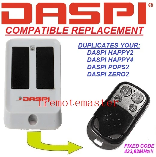 

DASPI Happy 2, DASPI Happy 4 Replacement remote control 4 channel 433.92mhz