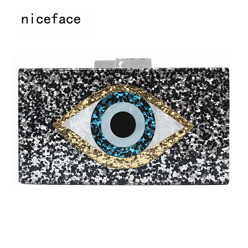 New 2017 Women messenger bag brand fashion elegant acrylic eye eveng bag woman party prom shoulder