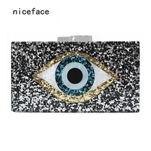 Nouveau 2017 Femmes messenger bag marque de mode élégant acrylique eye eveng sac femme partie de bal épaule sacs de Bande Dessinée patchwork Embrayage
