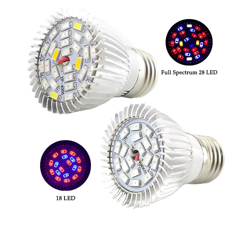 Полный спектр 18 светодиодный 28 светодиодный E27 светильник для выращивания Красный Синий УФ ИК светодиодный светильник для выращивания растений и овощей