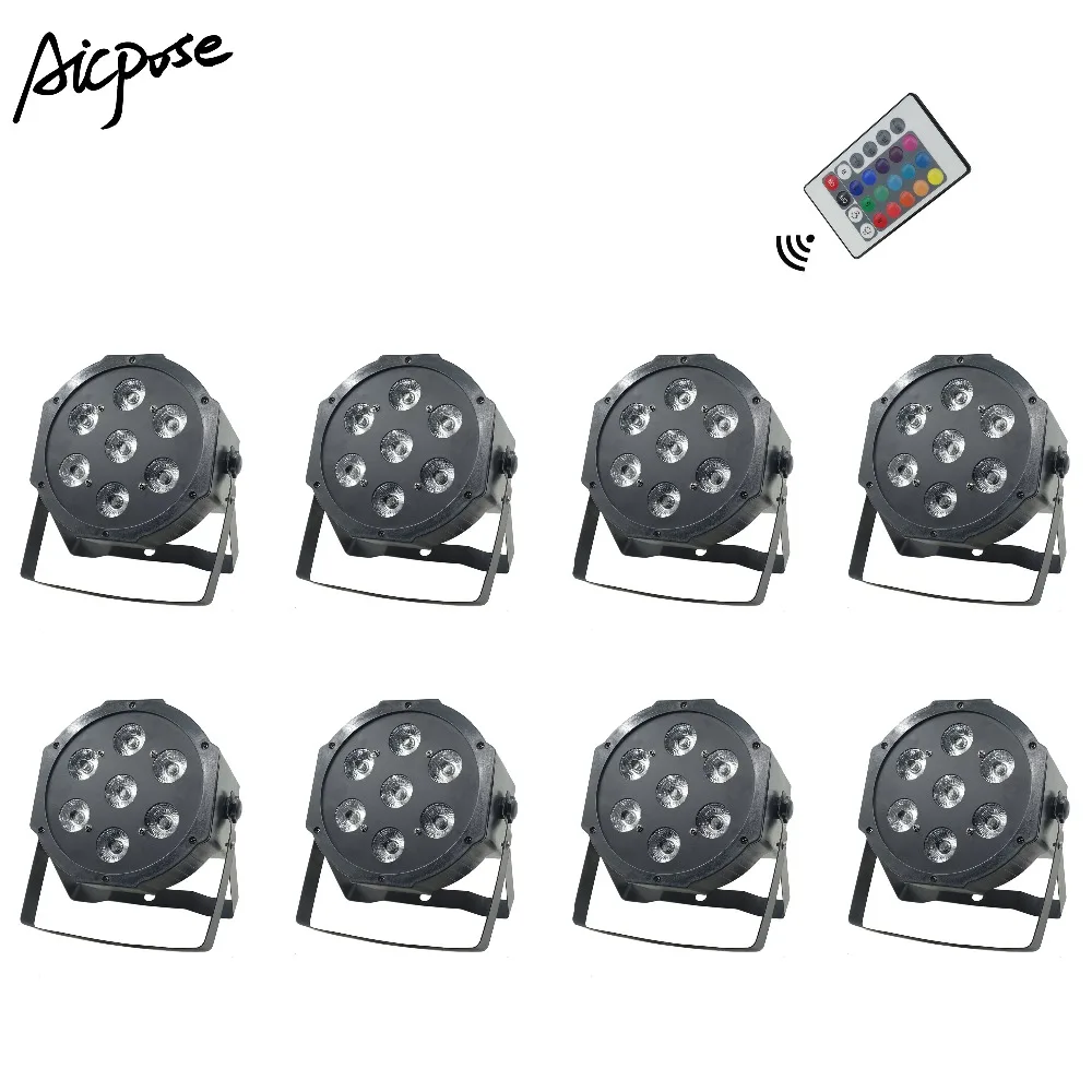 

8Pcs/lots 7pcs Big Led Lens 7x12W RGBW 4in1 Led Par Lights With Remote Control DMX512 Disco Wedding Lights Stage Lighting