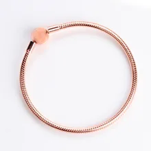 Серебряный шарм основные браслеты для женщин розовое золото застежка клип змея цепь браслет сделай сам бисер подвеска DPB103