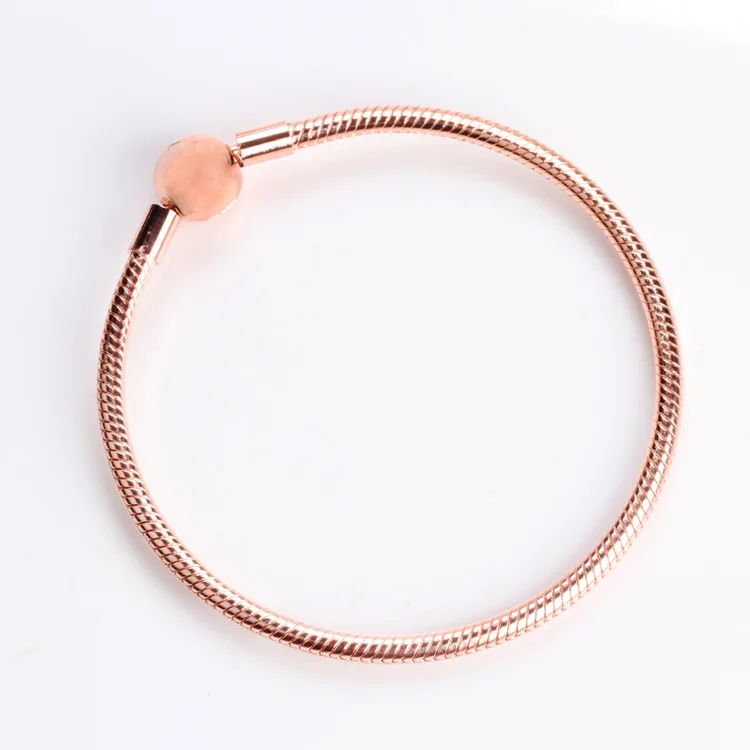 

Silver Charm Basic Bracelets For Women Rose Gold Clasp Clip Snake Chain Bracelet for Diy Beads Charms DPB103