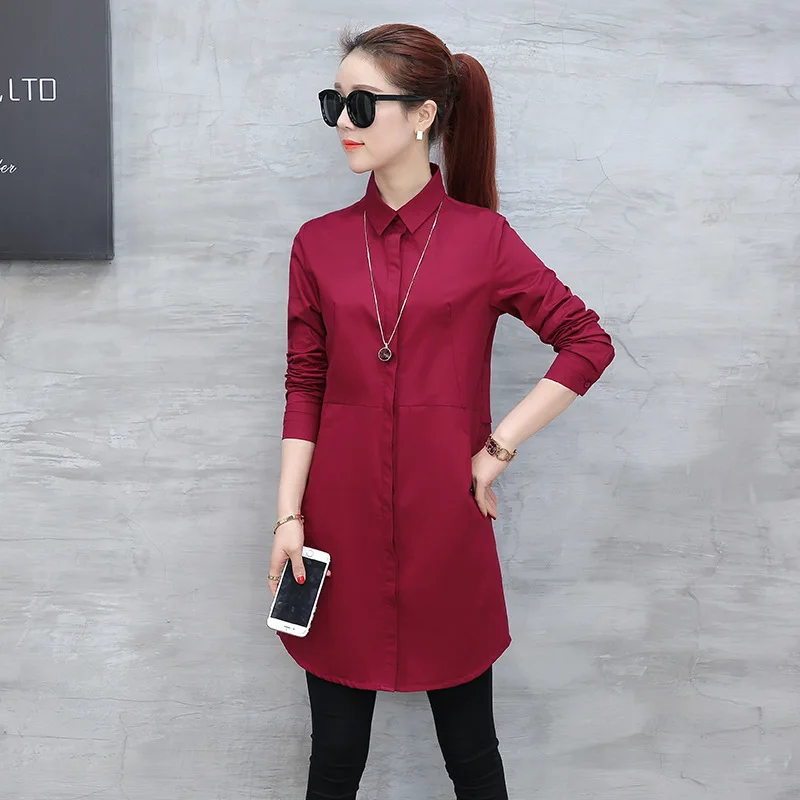 

Autumn blouse shirt for woman Women Long White Shirts All-match Good Quality blusa feminina Lady Casual Cotton Blouse & Tops