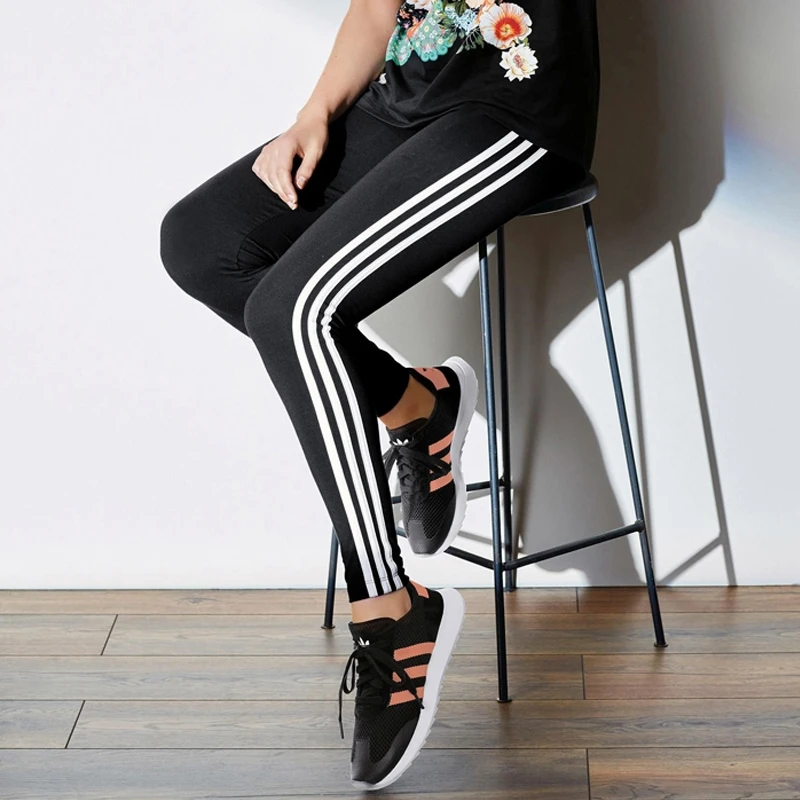 

Women Leggings Casual Cotton Striped Fitness High Waist Leggings Women Pants Big Stretch Legging Female Fashion leggins mujer