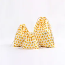 Новинка, унисекс, с мультяшным принтом, льняной, на шнурке, рюкзак для путешествий, размер пакета, средний# T2