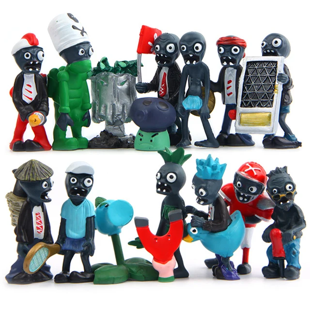 Best Price 16pcs/lot Plants vs Zombies Figure PVZ Plants and Zombies PVC Magnet-shroom Snow Pea Action Figures Toys Dolls Home Decor 