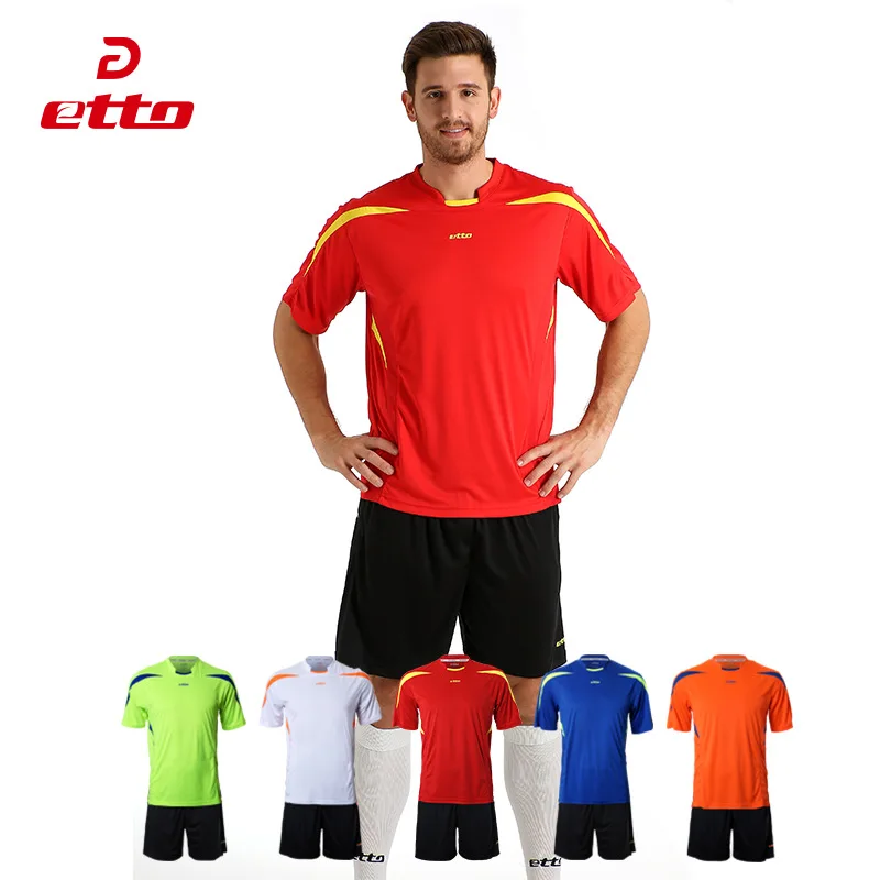 

Etto High Quality Short Sleeve Jersey Shorts Soccer Sets Men Women Breathable Quick Dry Football Uniforms Training Match HUC006
