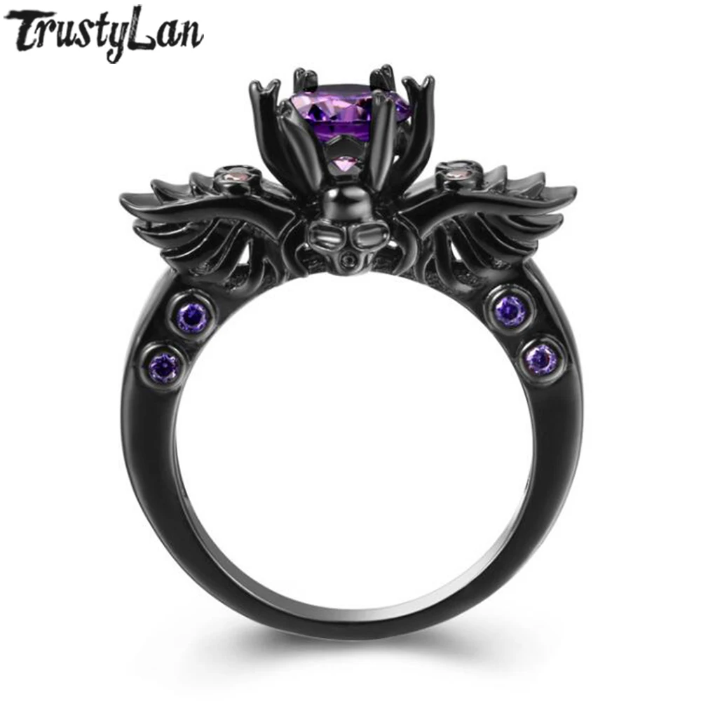 

Black Stainless Steel With Purple CZ Sull Mens Rings For Men Dropshipping